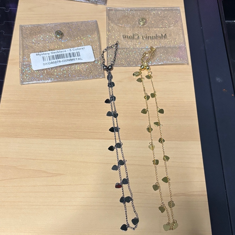Gold and Gunmetal Heart Necklace Set